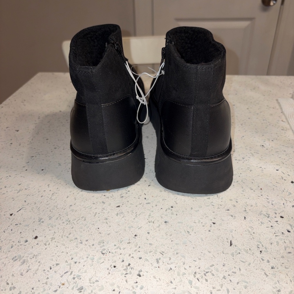 Women’s platform ankle boots with faux fur - Picture 5 of 6